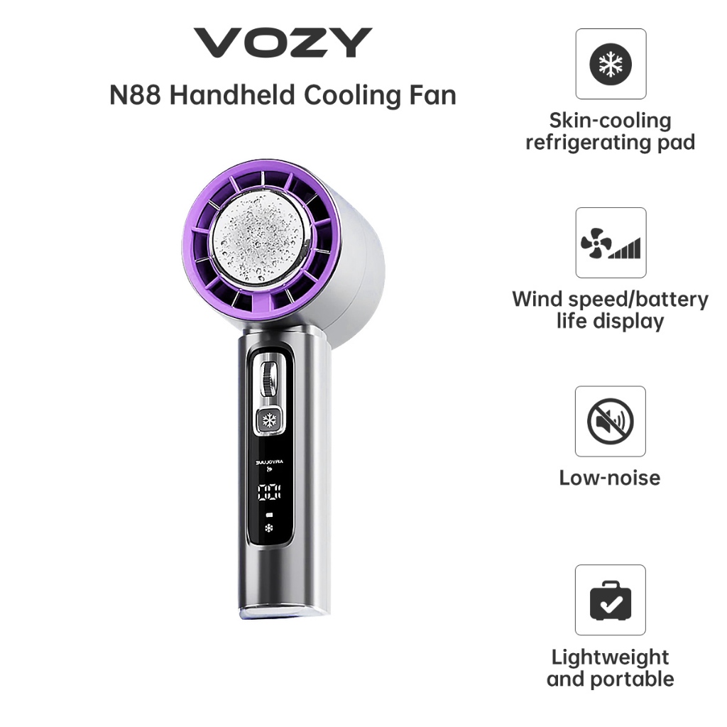 Quạt Cầm Tay Mini Làm Mát Nhanh VOZY 100 Mức Gió Hiển Thị Kỹ Thuật Số Pin 6000mAh Sử Dụng Lên Đến 12H | BigBuy360 - bigbuy360.vn
