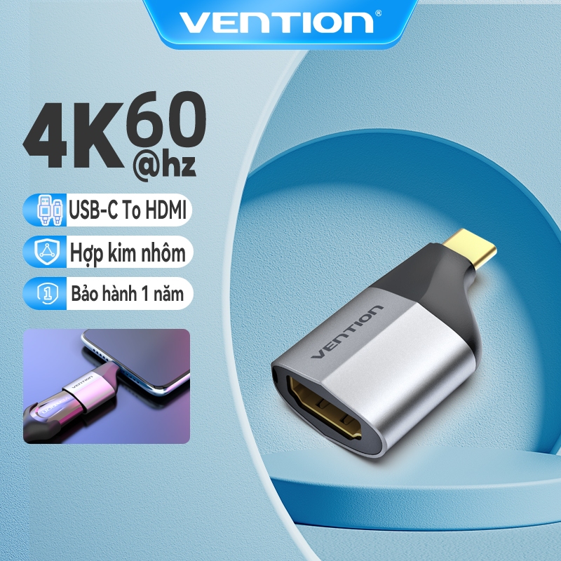 Bộ chuyển đổi video Vention HDMI 2.0 4K 60Hz hợp kim nhôm hỗ trợ 18Gbps Type-C hỗ trợ giao diện HDMI, tay camera HDTV máy quay phim