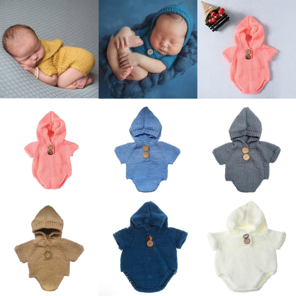 Set Đồ Liền Thân Đan Len Cho Bé Sơ Sinh Chụp Ảnh