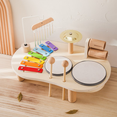 Bộ trống Xylophone Montessori Nhạc cụ giáo dục cho bé Đồ chơi âm nhạc Tất cả trong 1 Bộ gõ gỗ Xylophone Trống tập đi