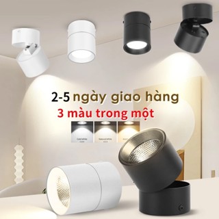 Đèn Led Âm Trần 3 màu Hoàng Hôn , có thể gấp lại Đèn Ống Bơ 220V Chụp ảnh Trực Tiếp đèn bổ sung,  đèn rọi ánh sáng gắn trên bề mặt 15W 10W 7W, đèn chiếu sáng đồ đạc trong nhà, cho đèn trần phòng khách trong phòng tắm