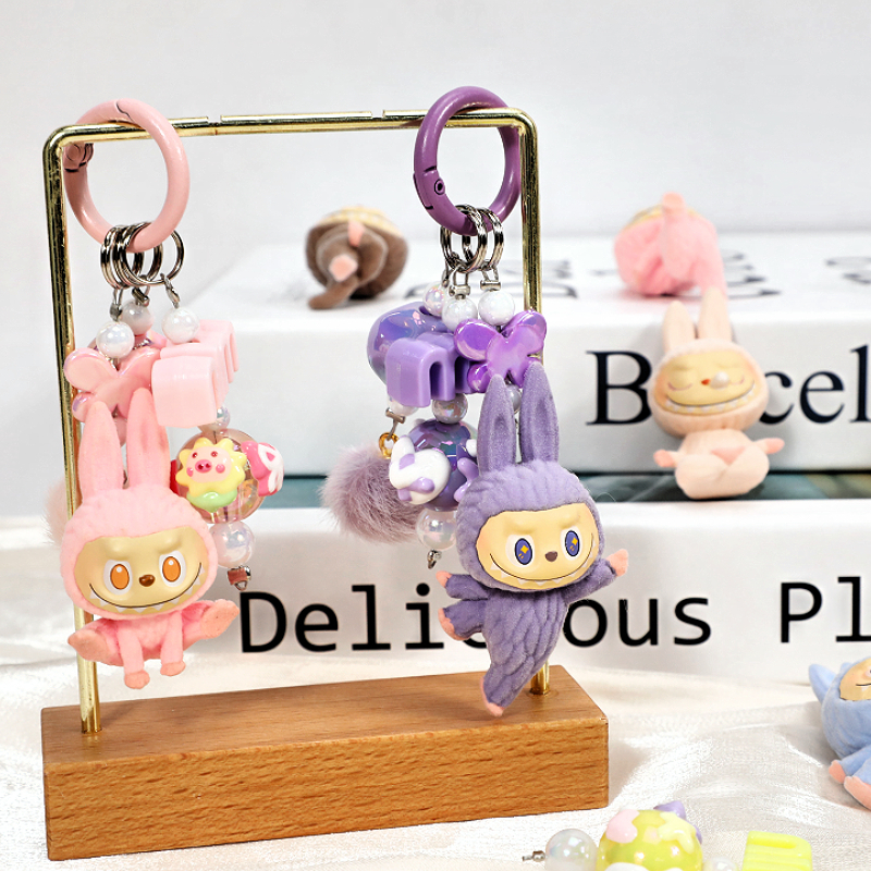 Labubu POPMART Đồ chơi ngón tay Mini Yoga Rửa mặt sang trọng Hoạt hình dễ thương Trang trí máy tính 