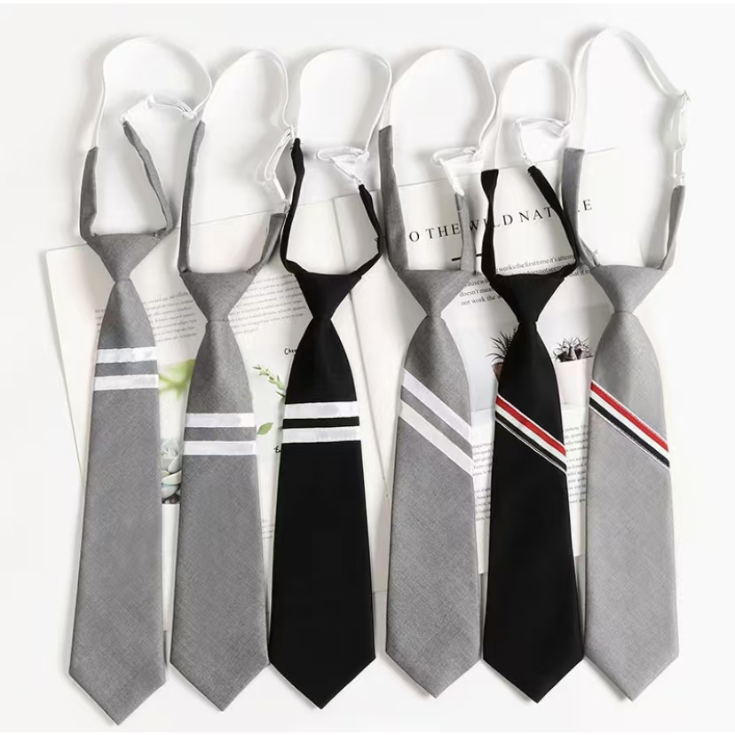 Nam Nữ Sọc Lười Zip Thắt Lưng Cô Gái Đen Xám Dk Quan Hệ Học Sinh Đồng Phục Quần Áo Phụ Kiện