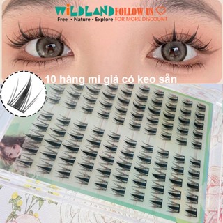 6 hàng / 10 hàng Lông mi giả không keo có thể tái sử dụng cáo tự dính mắt chó con lông mi thỏ dán sẵn