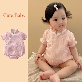 Tết Nguyên Đán Sườn Xám Trẻ Sơ Sinh Quần Áo Liền Quần Bé Gái Trẻ Sơ Sinh Romper 0-24 Tháng