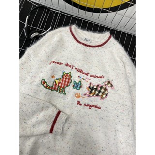 Ý nghĩa thiết kế: áo len dệt kim mèo con, mặt hàng mới mùa thu dành cho nữ, áo dáng rộng mềm mại và mềm mại kiểu Nhật Bản