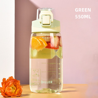 Bình nước Diller 550ml, Tritan, không chứa BPA, Bình uống thể thao và ngoài trời D63