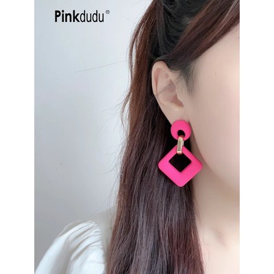 Pinkdudu Hình Học Hình Thoi Sáng Tạo Acrylic Thả Bông Tai Phóng Đại Cá Tính Khí Tòn Ten Bông Tai PD1488