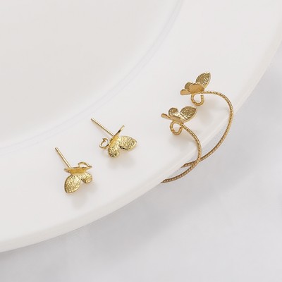 2 Miếng Thêu Bướm Tai Móc Nhấp Nháy Cát Bướm Tai Bông Tai Phụ Kiện 2 Chiếc