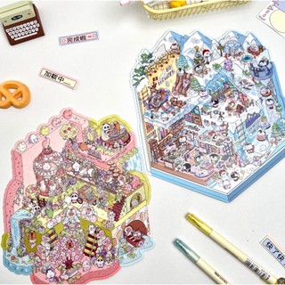 Siêu Lớn Lưu Trữ Cảnh Quan Miếng Dán DIY Phong Cách Hàn Quốc Cảnh Quan Sổ Tay Dễ Thương Ba Chiều 3D SS184 giáng sinh hình dán decor giáng sinh trang trí sticker noel hình dán 3d nhãn dán 3d decal noel