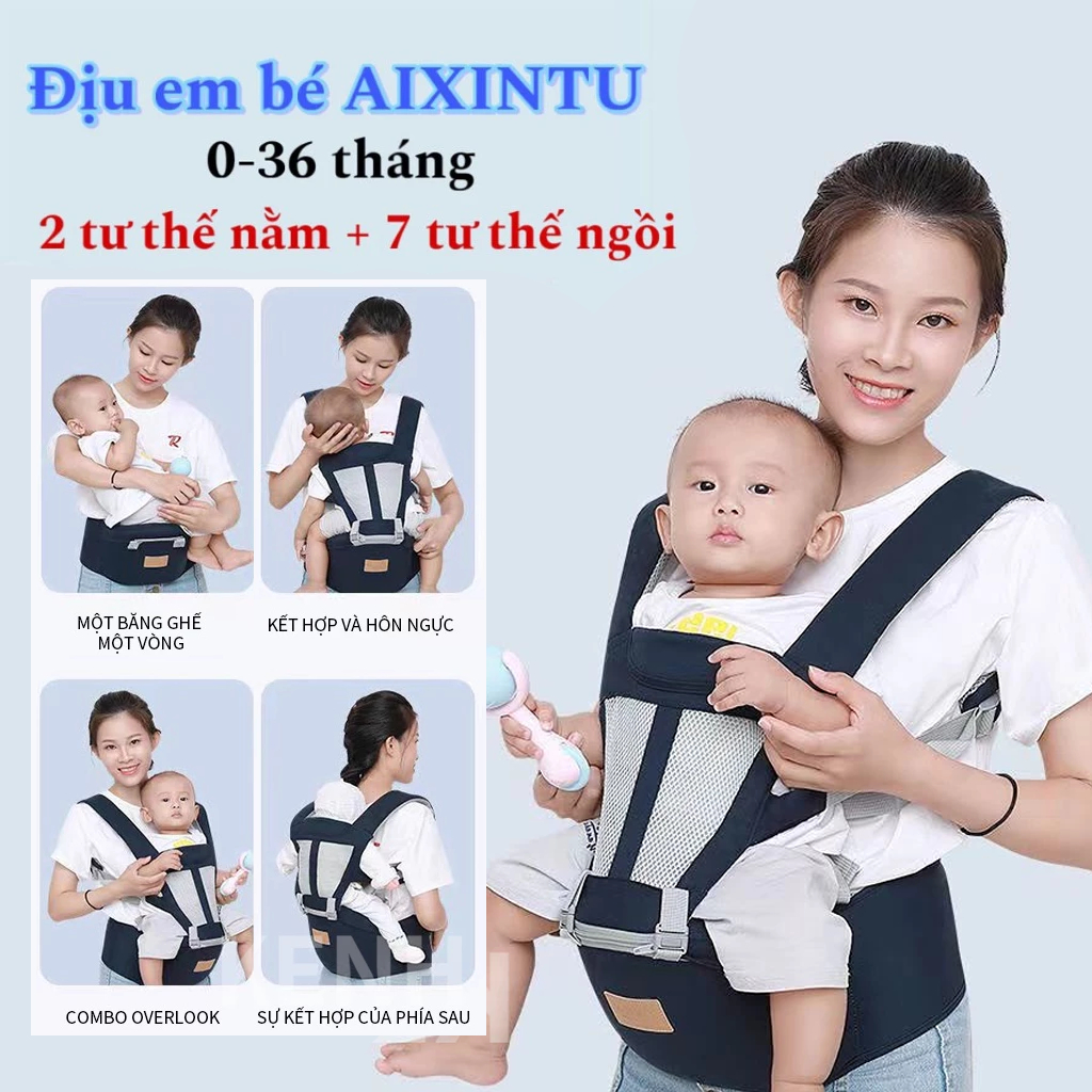 Hộp đựng hỗ trợ cao cấp cho trẻ sơ sinh, Hộp đựng trẻ em 4 vị trí, Hộp đựng trẻ em chống va đập chất lượng cao trong vòng 0 - 36 tháng có tấm lót hỗ trợ cổ tấm che nắng