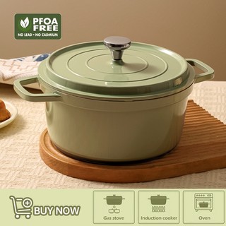  S & S Xanh 24cm Lò Nướng Thích Hợp Dung Tích Lớn Nồi Chống Dính Chảo Có Nắp Nhôm Sew Súp Men Bếp Gas Nồi Nấu Ăn Nhà Bếp 