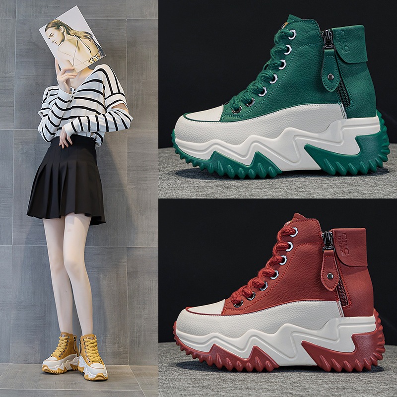 LEANNEL Giày thể thao nữ, sneaker cao cổ đế cao 6 phân tôn dáng phong cách trẻ trung năng động