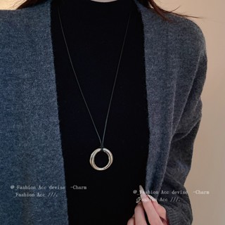 Dây da đơn giản vòng cổ mặt dây chuyền vòng cổ mùa thu đông mới dây chuyền áo len retro cá tính cao cấp cảm giác khí chất cổ áo