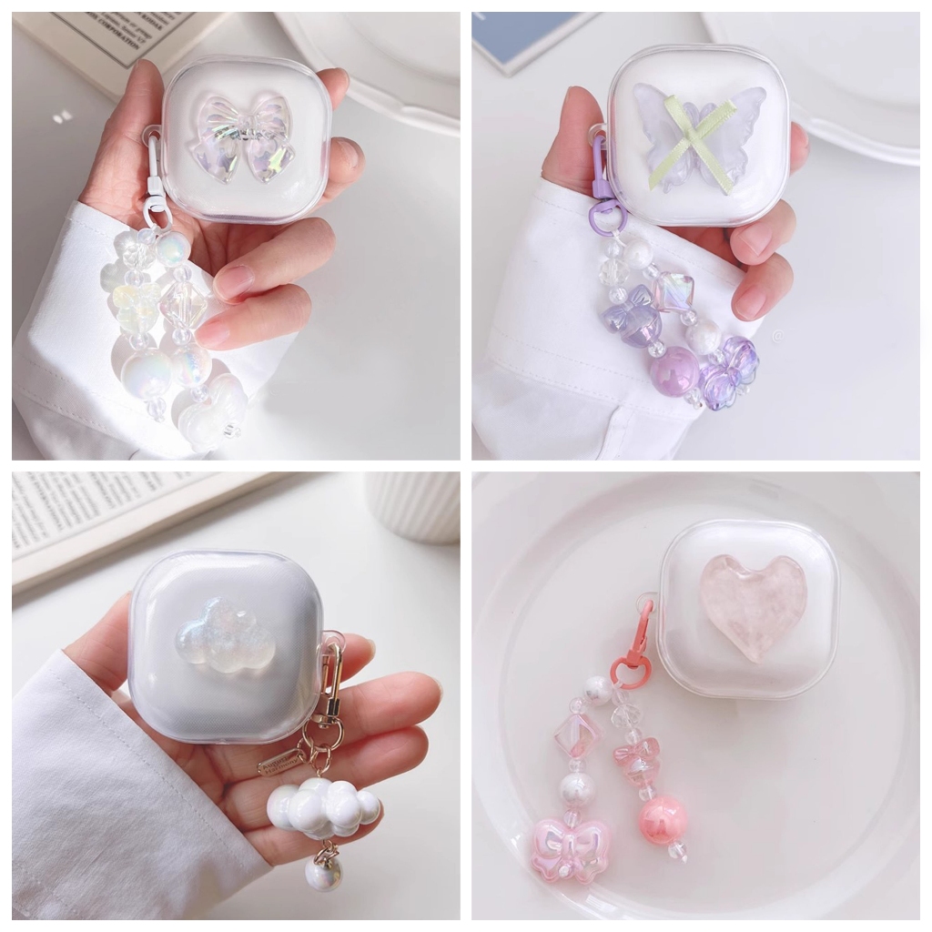 Ins Hoa Trường Hợp Cho Baseus WM02 / WM01 Trường Hợp Dễ Thương Với Móc Khóa Silicon Trong Suốt Tai N