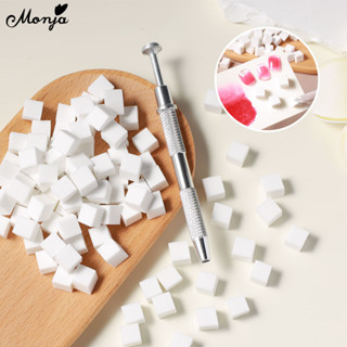 Monja 100 Chiếc Chuyển Bọt Biển Chuyển Màu Dập Mềm Vuông Bọt Có Kẹp Bút Kẹp Móng Tay Bọt Biển DIY Dụng Cụ Làm Móng Tay
