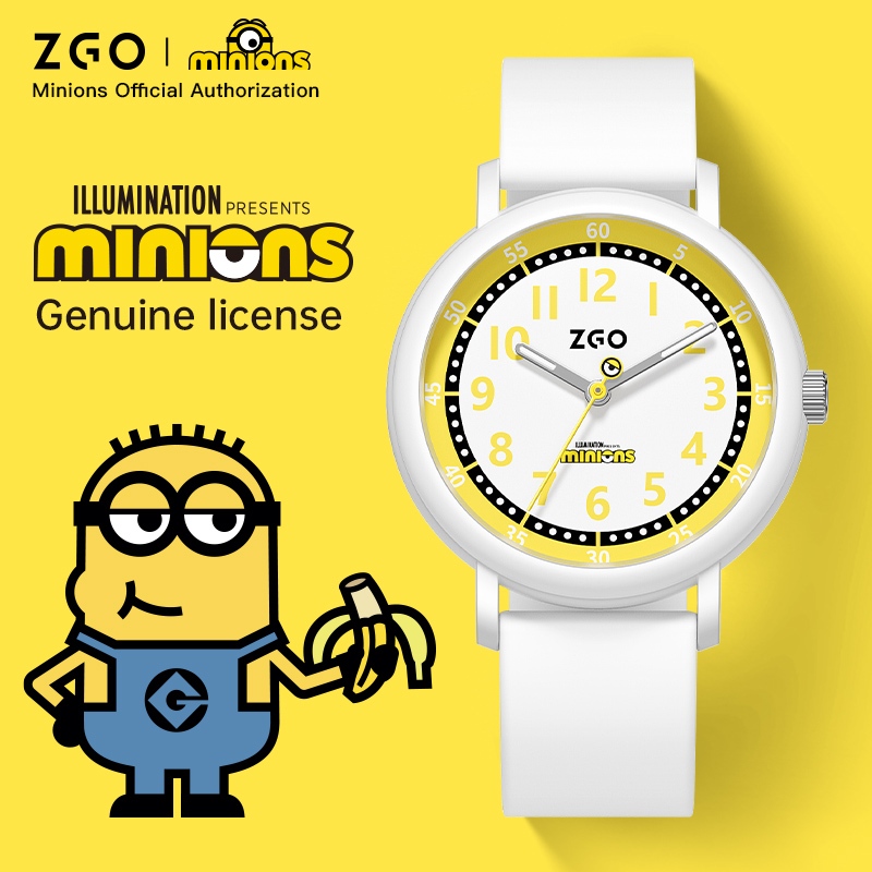 ZGO x Minion Đồng hồ thạch anh Trẻ em dễ thương Chống nước 332