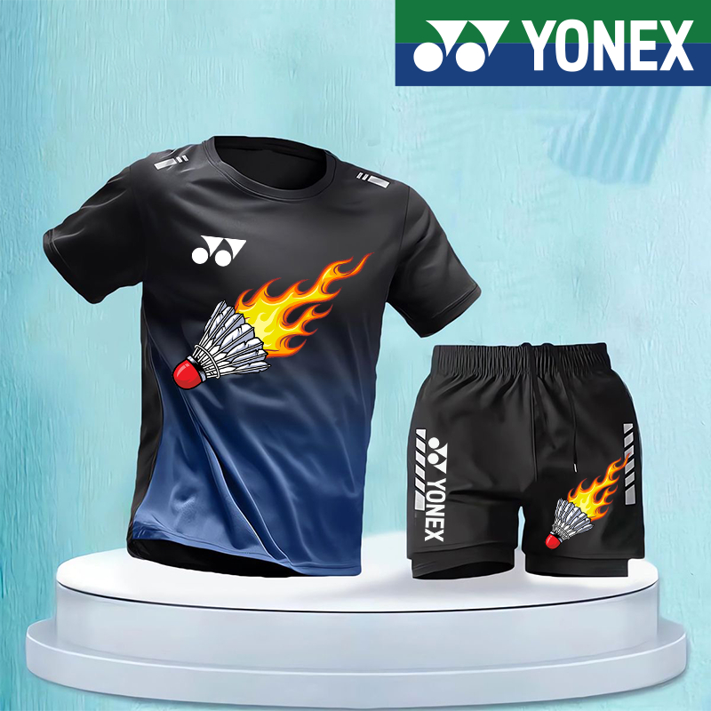 Bộ đồ thể thao Yonex 2024 Bộ đồ cầu lông nam và nữ khô nhanh mới Quần áo quần vợt trẻ em Chạy bộ thể