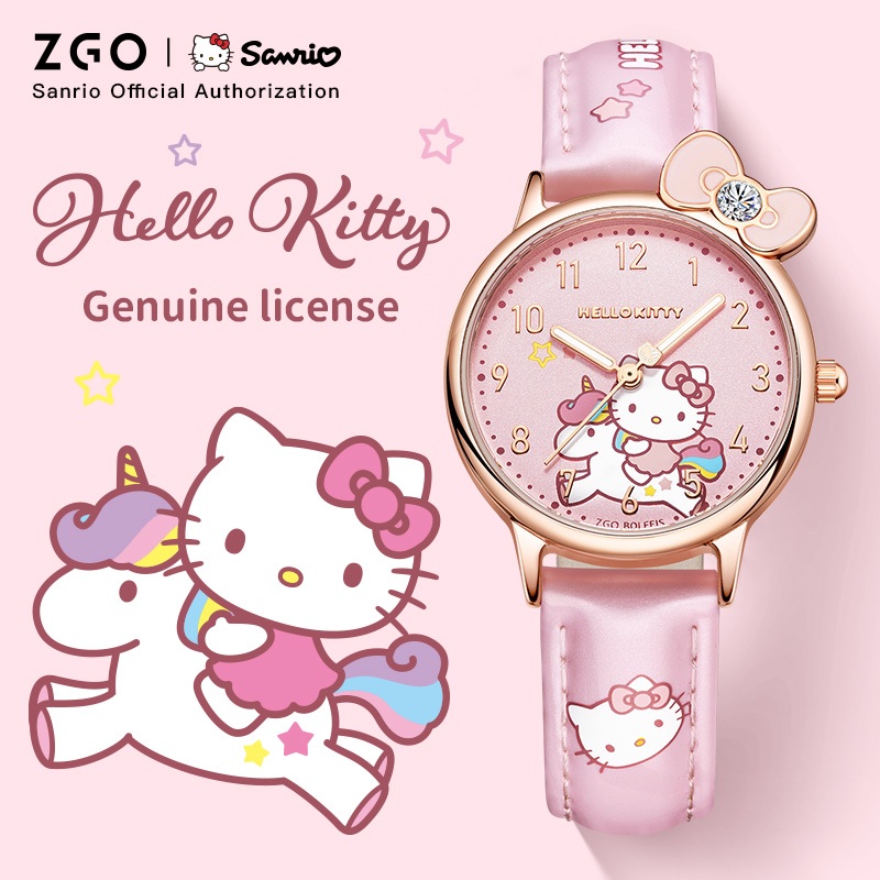 Đồng hồ thạch anh chống nước ZGO HelloKittyCute dành cho trẻ em Đồng hồ dạ quang Thích hợp cho bé gái và học sinh tiểu học Mẫu 273