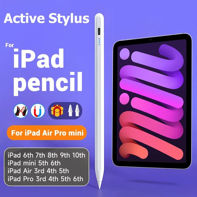Bút Stylus Palm Rejection cho i/Pad Pencil thế hệ thứ 10 9 8 7 thế hệ thứ 6 Air5 Air4 Air3 Pro11 Pro112.9 mini6 Mini 5 2018-2024