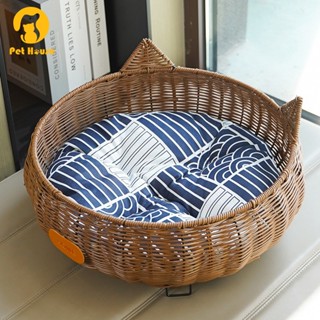 Nhà Mèo Mùa Hè Hippie Thỏ Dệt Tai Mây Handmade,giường mèo,Giường Ngủ Cho Thú Cưng Mềm Mại Thoải Mái,chuồng mèo