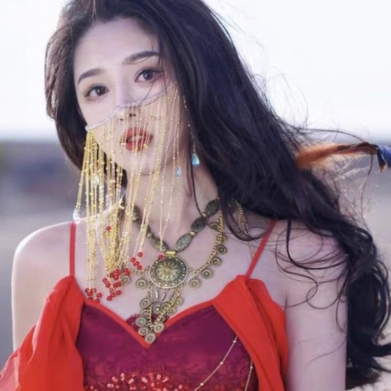 Alia Hanfu Chain Prop Antique Tua Rua Cover Face Hair Supplies Mặt Cổ Trang Sức