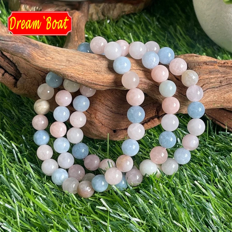 Morganite Bracelet,Gemstone Bracelet,Vòng tay đá morganite tự nhiên phong thủy, vòng tay đá quý cho 