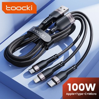 Cáp Toocki 3 trong 1 PD100W Cáp sạc nhanh USB sang Type C / Micro / lOS Cáp dữ liệu đa chức năng 1.2M