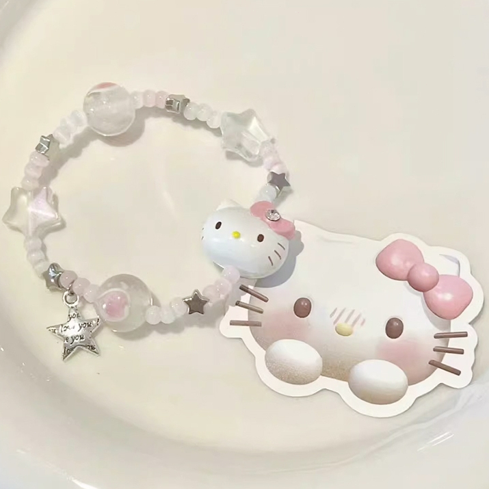 Vòng tay mèo dễ thương Kéo hoạt hình mèo dễ thương Dây dệt tay