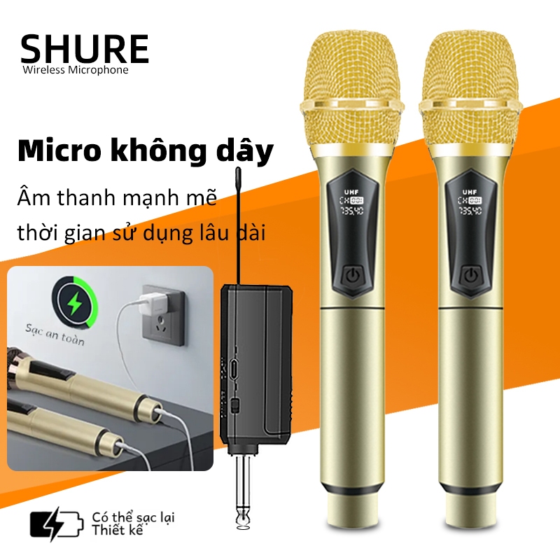 Micro không dây SHURE UHF-108, cầm tay chính hãng thích hợp cho các thiết bị karaoke khác nhau, thích hợp cho sân khấu, KTV tại nhà, hát ngoài trời