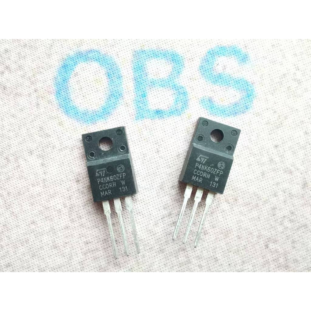 ((10 CÁI) Ống hiệu ứng trường P4NK60ZFP STP4NK60ZFP 4A 600V 4NK60 TO-220F