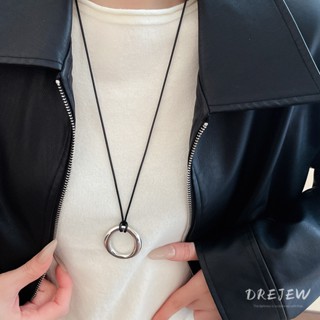 Drejew Dây da kim loại đơn giản phong cách Vòng cổ áo len thời trang và đa năng