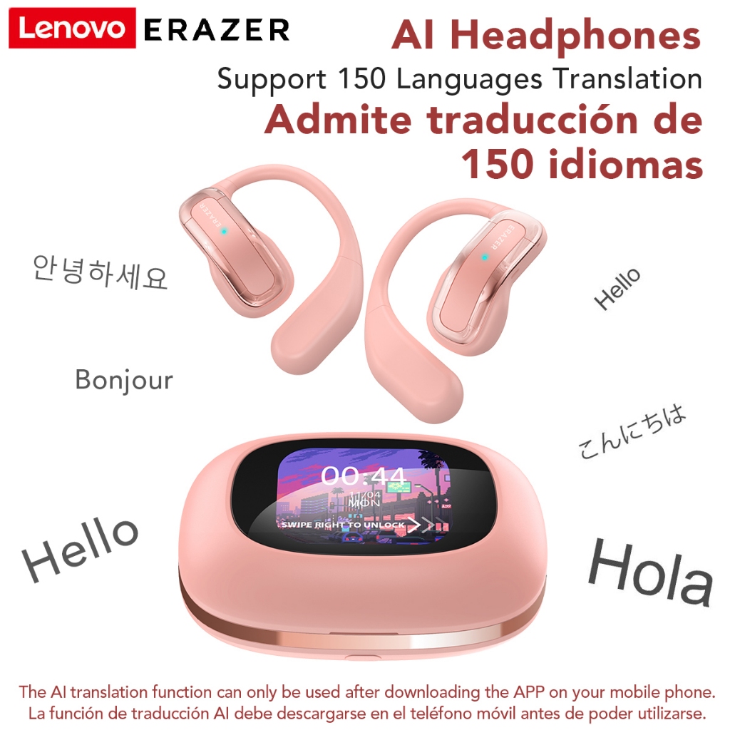 Lenovo ERAZER XP3 Al Tai nghe không dây dịch thời gian thực thông minh Bluetooth 5.4 Sleep ASMR có màn hình cảm ứng LED Tai nghe kinh doanh có Mic chống nước IPX5 | BigBuy360 - bigbuy360.vn