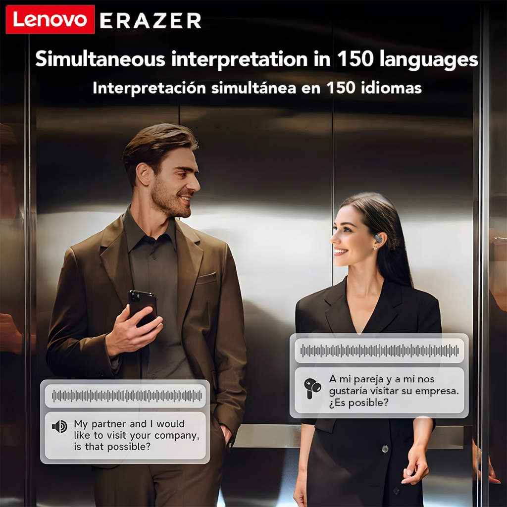 Lenovo ERAZER XP3 Al Tai nghe không dây dịch thời gian thực thông minh Bluetooth 5.4 Sleep ASMR có màn hình cảm ứng LED Tai nghe kinh doanh có Mic chống nước IPX5 | BigBuy360 - bigbuy360.vn