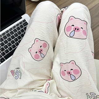 Quần Dài Hoạt Hình Dễ Thương Quần Dài Ống Rộng Form Suông Phong Cách Hàn Quốc