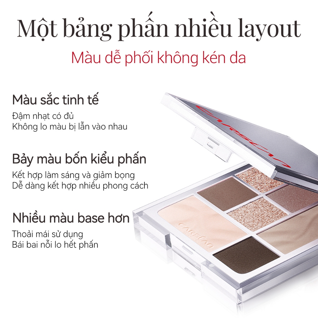 【Combo】 Phấn mắt Carslan Carmen 7 màu 9g + Bút chì kẻ mày 02 0,26g * 2