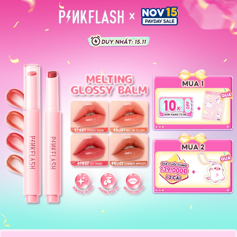 PINKFLASH Nóng chảy bóng bóng mờ Bóng ẩm lâu trôi Cảm giác không trọng lượng Không dính