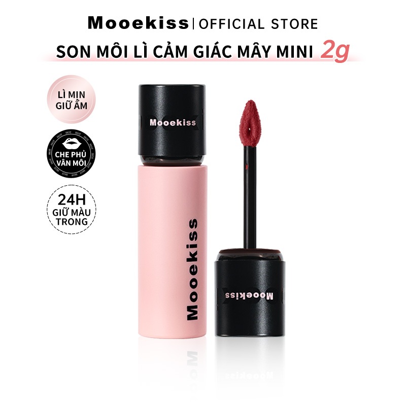 Son bùn Mooekiss chất lì mịn như nhung, không gây khô môi, giúp tôn da và giữ màu lâu trôi, thiết kế mini tiện mang theo 2g | BigBuy360 - bigbuy360.vn