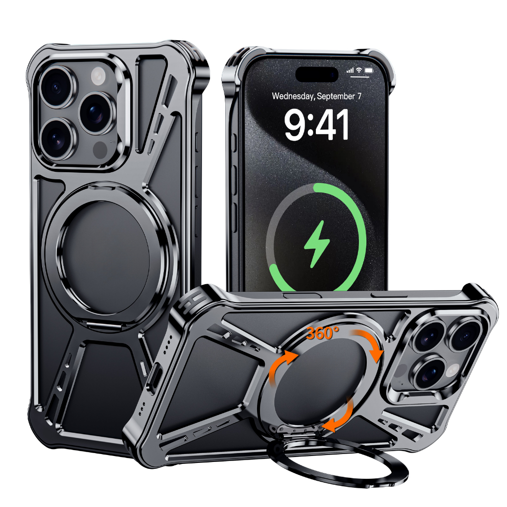 Ốp luông điện thoại cho iphone 16 15 14 Pro Max Màu Đên ốp lưng giá đỡ nam châm từ tính Hỗ Trợ Sạc Không Dây cho cho iphone phụ kiện [YOOVEI]