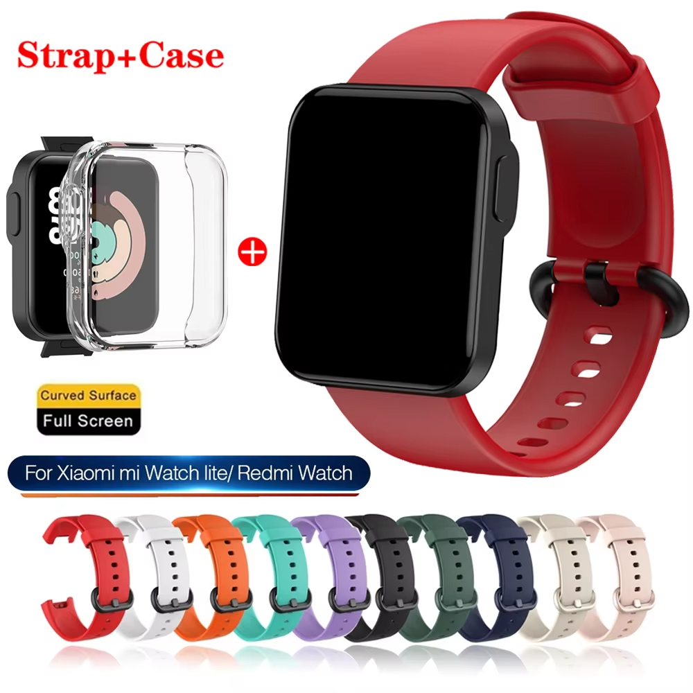Dây đeo đồng hồ silicon + Vỏ bảo vệ cho Mi Watch Lite / Redmi Watch 1, Vòng đeo tay dây đeo thể thao