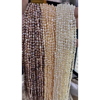 Giá sỉ 3-4mm màu tự nhiên thật nước ngọt baroque ngọc trai sợi thẳng lỗ để làm đồ trang sức