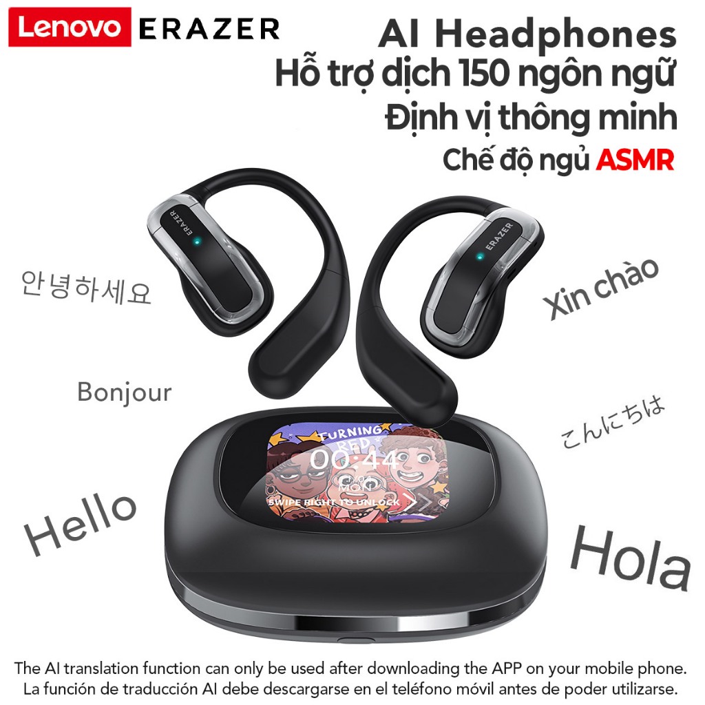 Lenovo ERAZER XP3 Al Tai nghe không dây dịch thời gian thực thông minh Bluetooth 5.4 Sleep ASMR có màn hình cảm ứng LED Tai nghe kinh doanh có Mic chống nước IPX5 | BigBuy360 - bigbuy360.vn