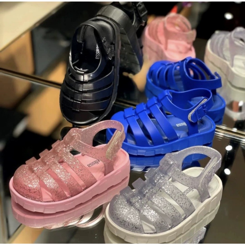 2025 Melissa Boys Girls Sandals Baotou Hollow Roman Soft Sole Jelly Shoes
