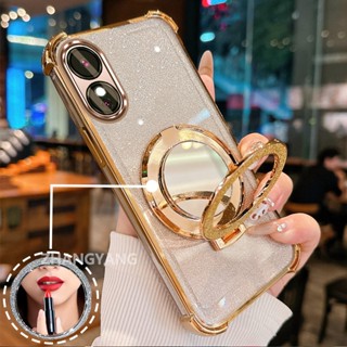  Ốp Lưng Cho OPPO A18 A38 A17 A17K A60 Ốp Điện Thoại Lấp Lánh Mạ Điện Bốn Góc Với Các Tính Năng Thẩm Mỹ Và Giá Đỡ Gương TPU Mềm 