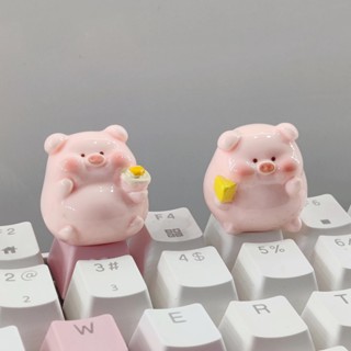 Handmade Sáng Tạo Dễ Thương Màu Hồng Hoạt Hình Lợn Cá Tính Keycaps Đơn R4 Trục Chữ Thập Bàn Phím Cơ Thêm Mũ Chìa Khóa