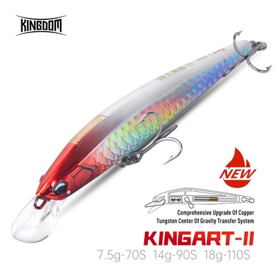 Vương Quốc Mới KINGART-II Jerkbaits Mồi Câu Cá 70mm 90mm 110mm 7.5g 14g 18g Minnow Chìm ABS Mồi Cứng Câu Cá Mồi Wobblers Cho Bass Cá Rô Pike Barracuda Cá Hồi Biển Bass