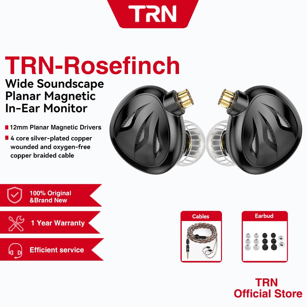 Trn Rosefinch Tai Nghe In-Ear Màn Hình Âm Thanh Rộng Planar Từ Tính HiFi IEM Tai Nghe Nút Tai Nghe