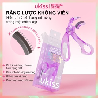  UKISS Máy uốn mi Lược không viền Loại răng Uốn góc rộng để định hình lâu trôi Thích hợp cho người mới bắt đầu  với quà tặng miếng đệm cao su thay thế  
