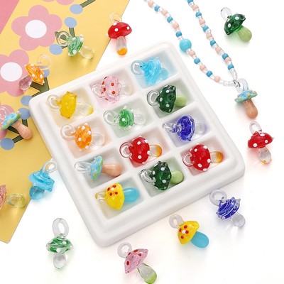 1 mảnh 15x26mm Thủy Tinh Nấm Mặt Dây Chuyền Hạt Cho DIY Trang Sức Vòng Tay Vòng Cổ Làm Phụ Kiện