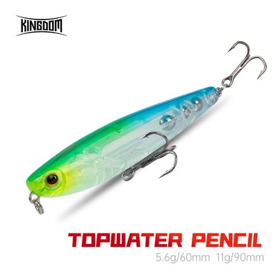 Kingdom Topwater Walk Chó Mồi Câu Cá 60m 90mm 5.6g 11g Bút Chì Nổi ABS Mồi Cứng Câu Cá Nhân Tạo Wobblers Nhựa Walker Cho Bass Cá Rô Pike Barracuda Cá Hồi
